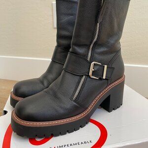 Blondo Rylyn Black Waterproof Leather Moto Boots